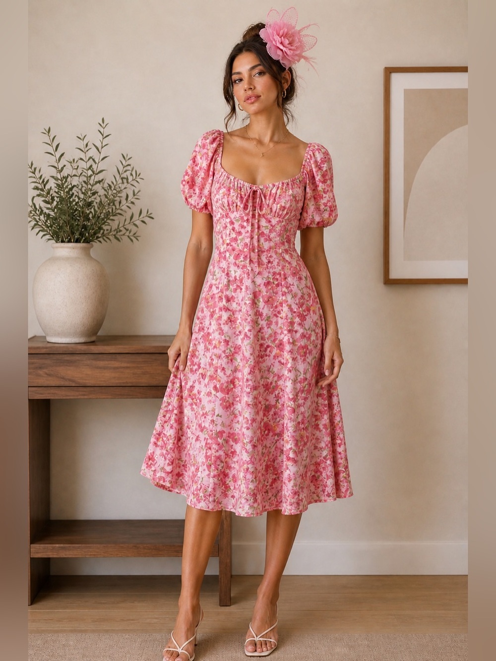 B Darlin Pink Floral wedding guest Dress